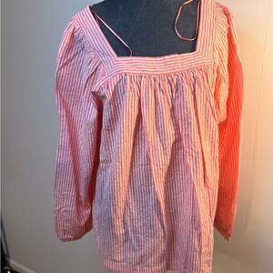 Terra & Sky Striped coral top  Sz 0x NWT